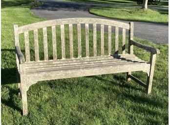 A Beautiful Weathered Teak Outdoor Bench