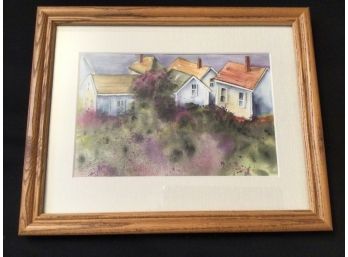 Peggy Farrell Maine Artist Watercolor Cottages Framed