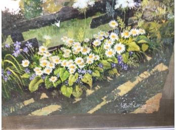 Painting Daisies By The Fence By Robert Laessig 31 X 25 Wild Flowers