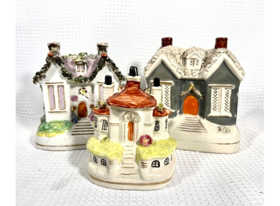 Lot Three Antique Staffordshire Cottages Banks