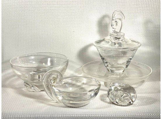 Lot 5 Pieces Signed Steuben Crystal Art Glass