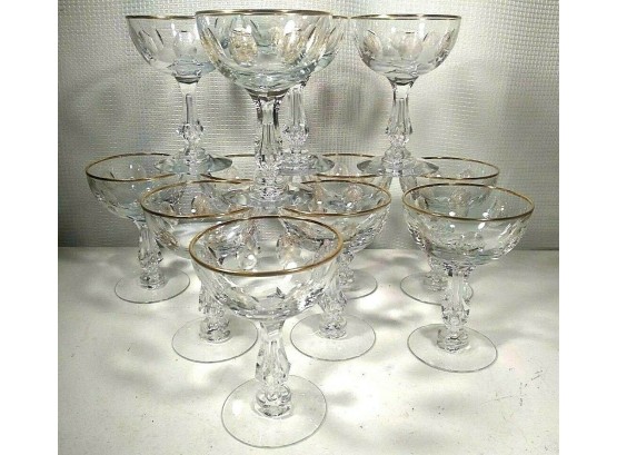12 TIFFIN PALAIS VERSAILLES GOLD DECORATED TIFFIN CHAMPAGNE STEMS