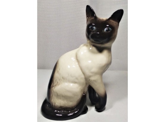 Large Beswick Ceramic Siamese Cat Figurine W Original Label