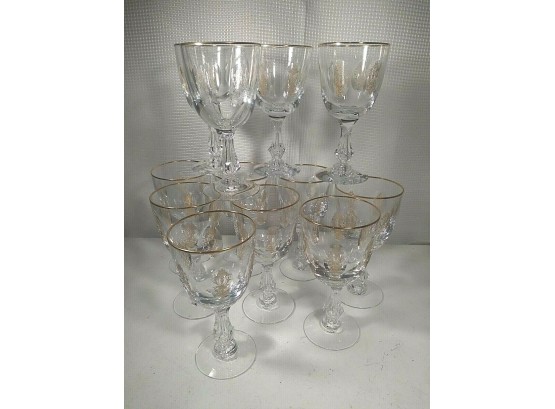 12 TIFFIN PALAIS VERSAILLES GOLD DECORATED TIFFIN WATER GOBLETS
