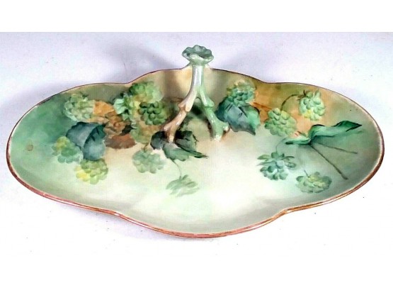 Hand Painted Limoges Blank Floral Large Handled Serving Dish Porcelain