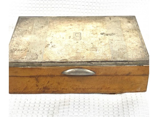 SCRAP Silver 800 Lidded Wood Table Box, As/is