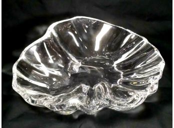 Large Signed Baccarat Crystal Oyster Shell Bowl
