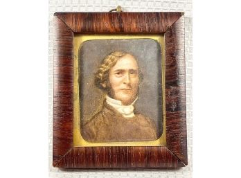 Antique Miniature Portrait In Wood Frame