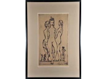 Framed Signed Engraving Print Three Graces