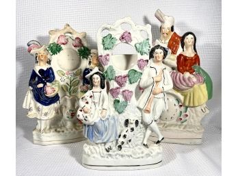 Lot Three Large Antique Staffordshire Ceramic Figural Groups