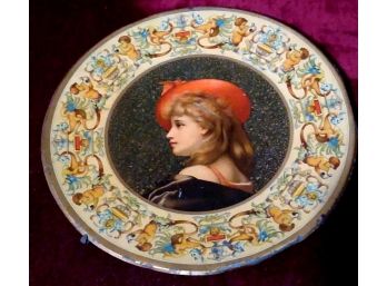 Antique Renaissance Revival Tin Lithographed Plate German
