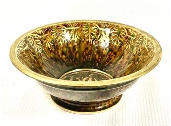 Very Early Antique Porcelain Flint Glaze Bowl W Gold Decoration