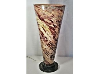Signed 'Glasslight' Studio Art Glass Table Lamp W Marble Base