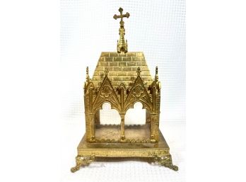 Victorian Gothic Revival Gilt Brass Table Box Case