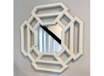 Hexagonal White Wooden Mirror