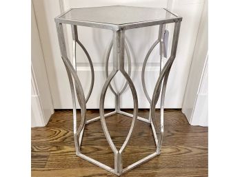 Silver Metalic Mirrored Top Side Table