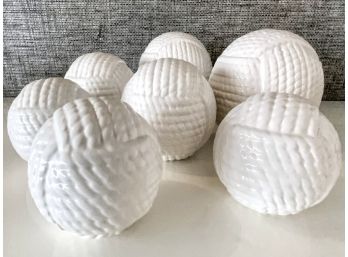 Seven White Ceramic Decor Balls