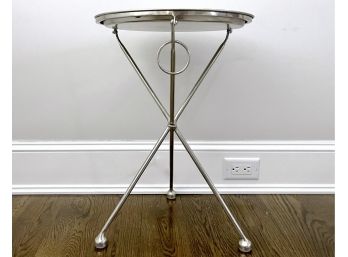 Silver Round Tri Legged Table