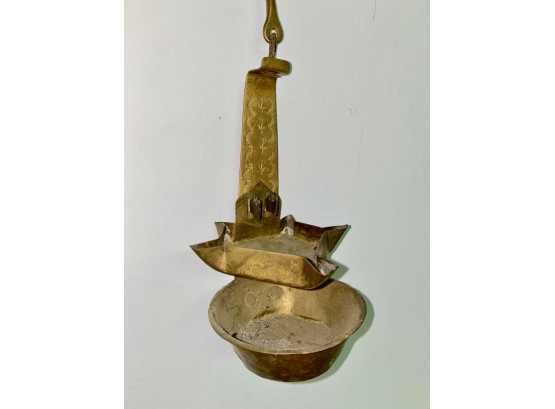 French Brass Antique Oil Lamp, Circa 1900