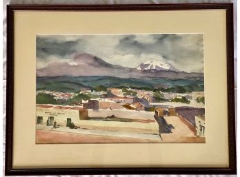 Carl Linden, Watercolor, Mexican Mountain View, Framed