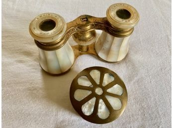 Lemaire Paris Mother Of Pearl Opera Glasses & Brass Box