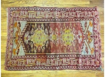 Vintage Rug - Red Bleed From Water Damage