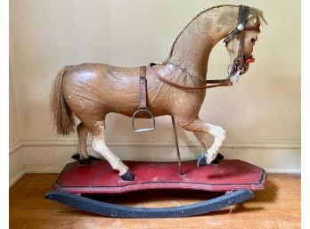 Antique Child's Leather Rocking Horse