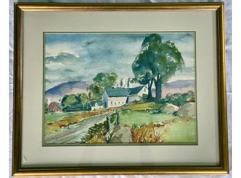 Carl Linden, Watercolor, Farmhouse, Framed