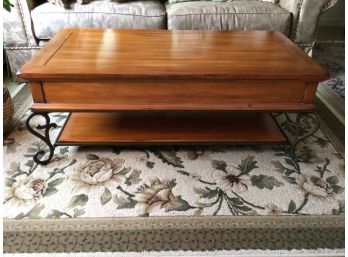 Iron Legged Wooden Coffee Table With Lift Top Storage