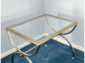 Mid-Century Brass And Glass End Table