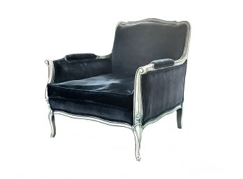 French Provincial Blue Velvet Armchair