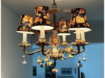 Vintage Porcelain And Needle Point Chandelier