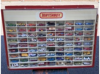 Matchbox Cars In Custom Display Case 81 Cars Trucks Tanks And More 32.5x23in