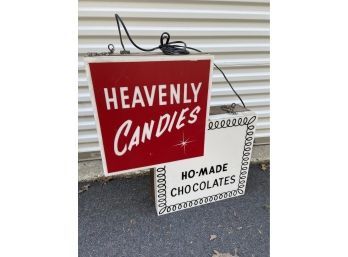 Vintage Lighted Sign Heavenly Candies Ho-made Chocolates Lafayette Neon Co 25x6x26.5in