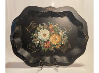 Vintage Toleware Tray Hand Painted