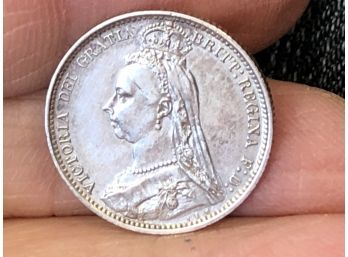 Coin Collectors ~ .925 Sterling Silver 1889 Queen Victoria 6 Pence ~ Frick Estate Provenance {World Coin A-40}