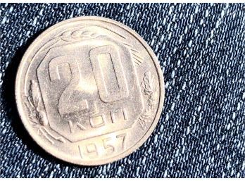 Coin Collectors ~ 1957 Soviet Union 20 Kopecks 15 Orbits ~ Frick Estate Provenance {World Coin A-41}