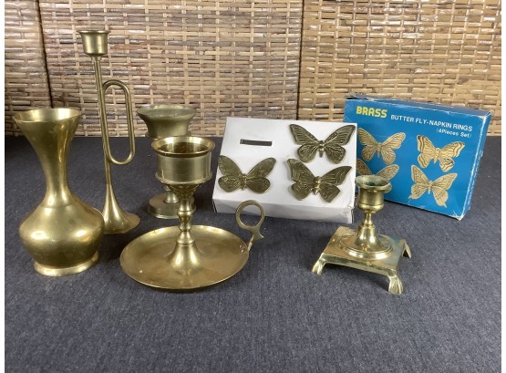 Assorted Brass Candle Holders