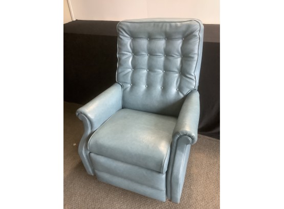 MId Century Blue Cushioned Recliner