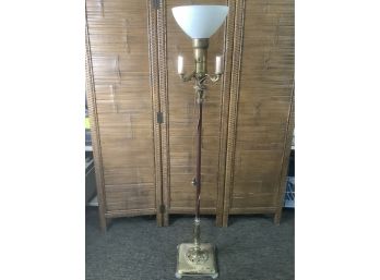 Square Brass Bottomed Floor Lamp