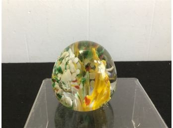Yellow, Green, Red And White Designed Paperweight