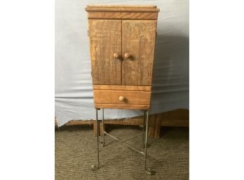 Solid Wood Cabinet On Metal Stand