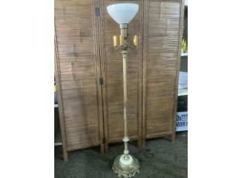 Round Brass Bottom Floor Lamp