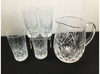 Crystal  Water Pitcher And Cup Lot
