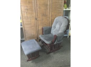 Cushioned Rocking Chair With Rocking Ottoman