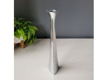 Tall Mid Century Mann Pewter Tone Candle Holder