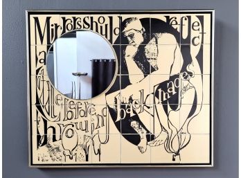 1973 John Cocteau Large Framed Mirror Tile Art