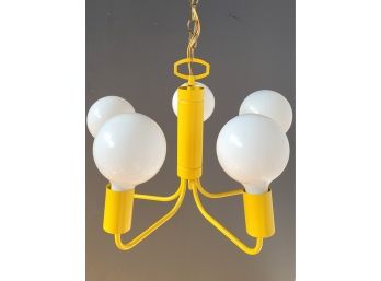Vintage Space Age Yellow 5 Light Ceiling Fixture.