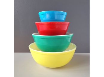 Set 4 Vintage Pyrex Primary Colors Mixing Bowl Set