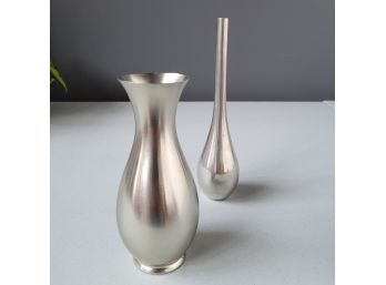 Pair Kurz Tiel Holland Pewter Bud Vases